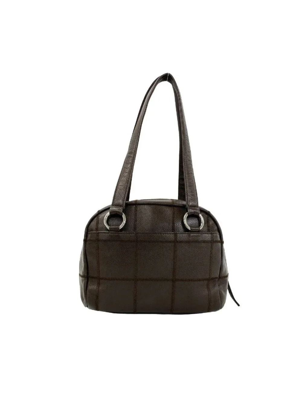 Chanel Choco Bar Logo Caviar Leather Shoulder Bag Brown